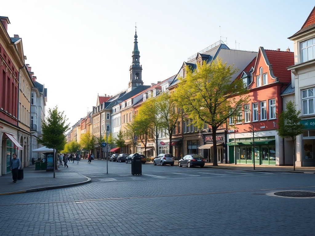 Mapa prezentująca infrastrukturę Nowego Dworu Mazowieckiego z zaznaczonymi sklepami, restauracjami i placówkami zdrowia